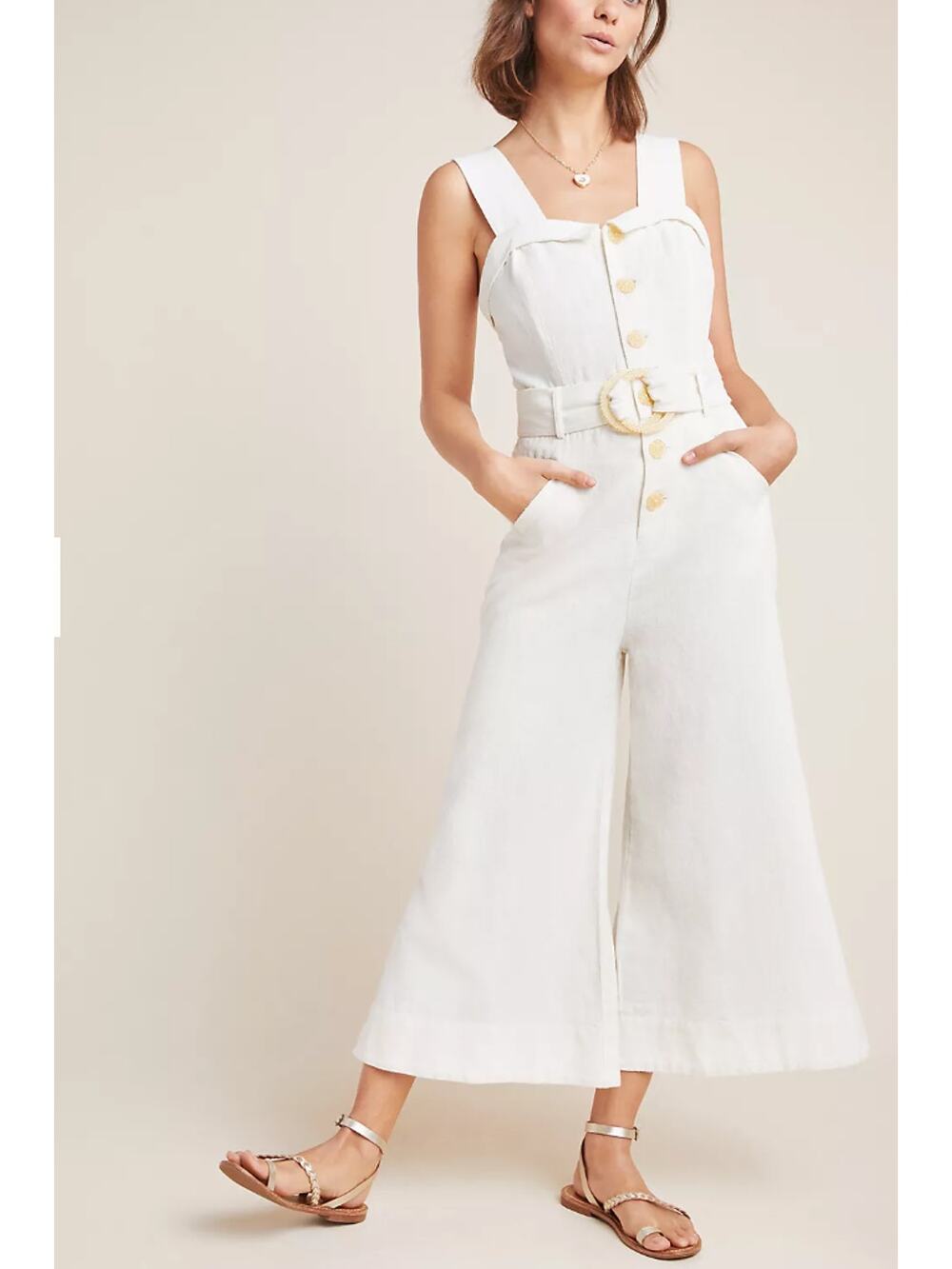 Anthropologie Cape Code Cream Jumpsuit